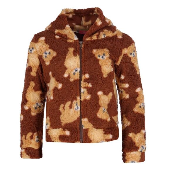 5 More Minutes Girl's Teddy Bear Sherpa Jacket and Pants PJ Set - Picture 2 of 4